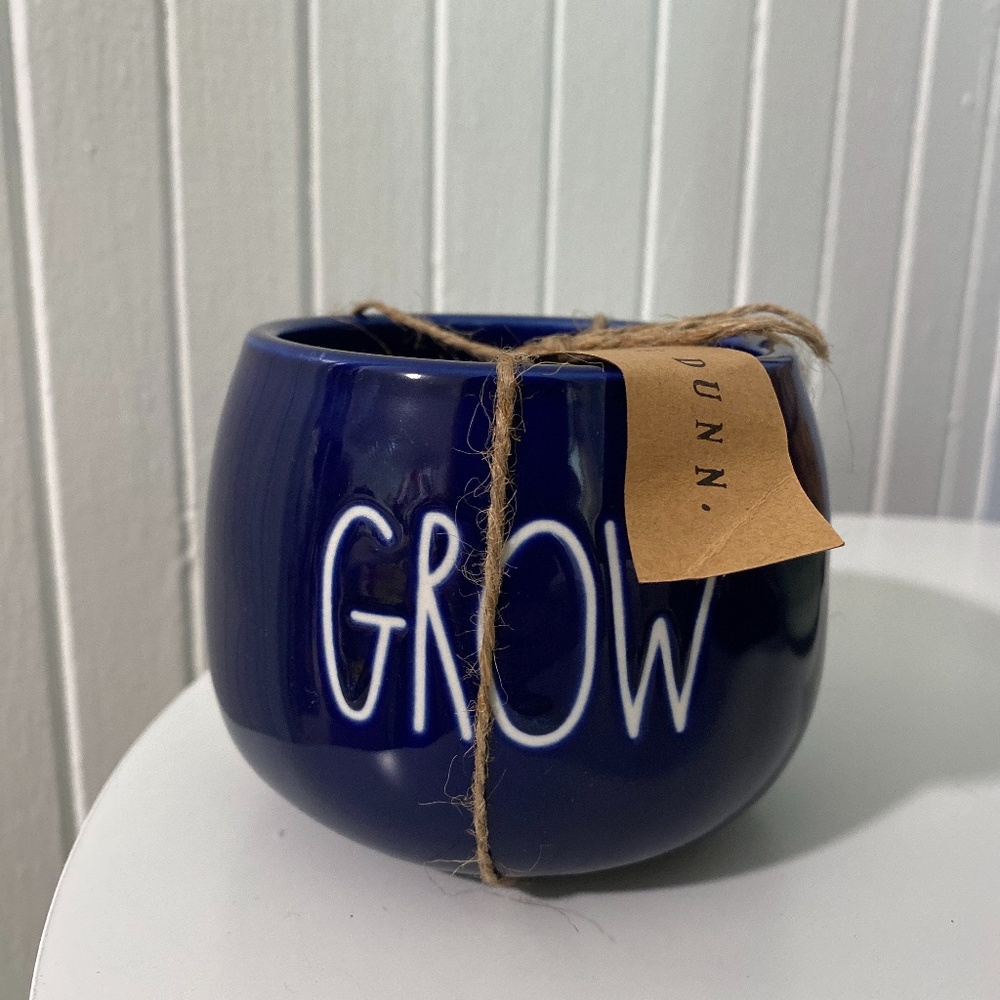 NWT Rae Dunn Grow Blue Plant Vase